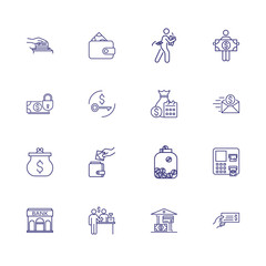 Salary icons. Set of line icons. Saving, purse, buying. Money concept. Vector illustration can be used for topics like finance, banking, business