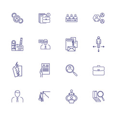 Unemployment icons. Set of line icons. Crisis, job search, job loss. Hr management concept. Vector illustration can be used for topics like business, career, employment