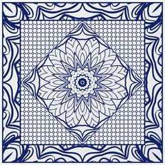 Design with abstract hand drawn floral geometric pattern with decorative element. Vector illustration. Template design for card, shawl, bandanna, fashion print