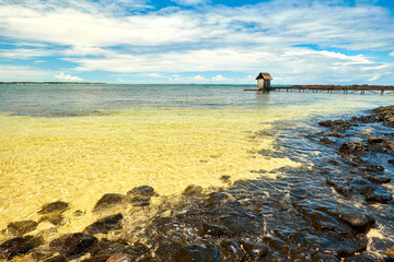 jetty of belle mare beach, mauritius island