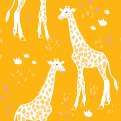 Żyrafa wektor wzór na tekstylia, tkaniny, ubrania mody. Afrykańska zwierzęca ilustracja odizolowywająca na tle - 236127874