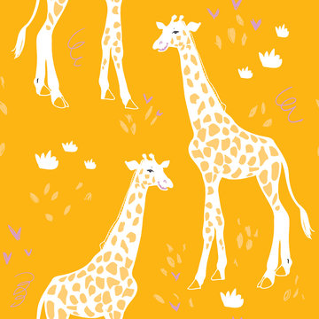 Giraffe vector pattern  for textile, fabric, fashion clothes. African animal illustration isolated on background