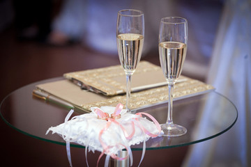 wedding glasses on the festive table