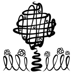 Tree with fruits and flowers, abstract pattern, nature