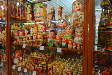 NIZHNY NOVGOROD, RUSSIA - JULY 28, 2018: Big souvenir store on pedestrian street Bolshaya Pokrovskaya located in the city center