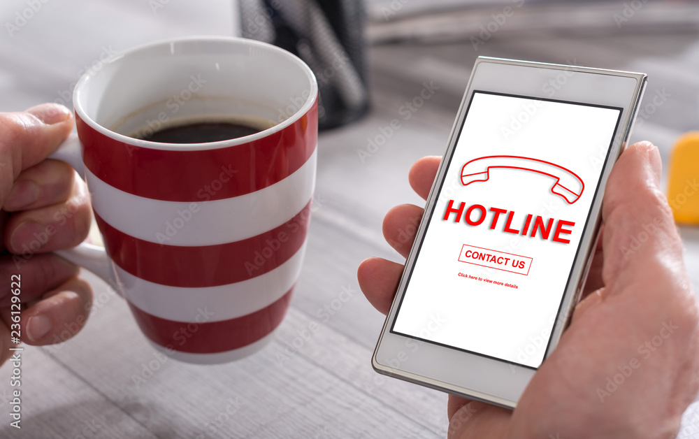 Poster hotline concept on a smartphone