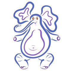 Blue elephant dancing or playing sports, pattern