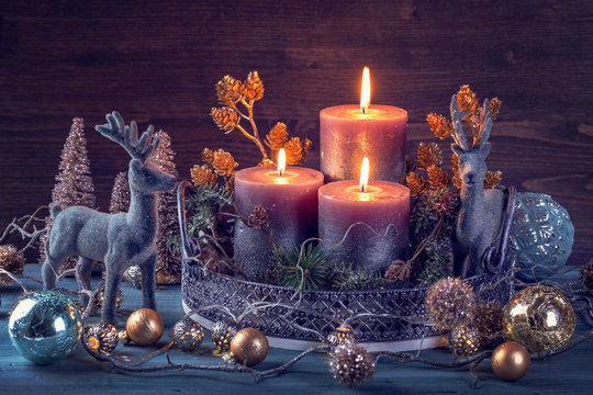 Candles and christmas decoration
