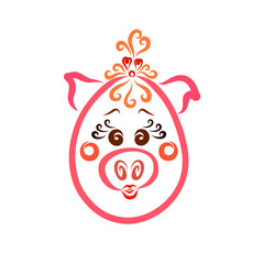 The head of a pig girl in the shape of an egg, an amusing beauty