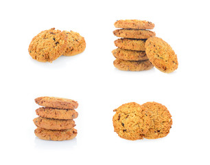 Chocolate chip cookies isolated on white background.
