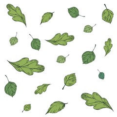 Seamless pattern with green leaves. Vector illustration