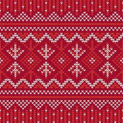 Christmas knitting seamless pattern with triangles, stripes and zig zag