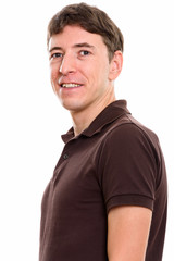 Obraz premium Studio shot of happy man smiling and looking at camera