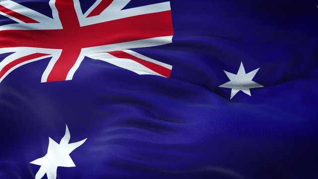 Flag of Australia waving. Seamless loop with highly detailed fabric texture. Loop ready in 4k resolution.
