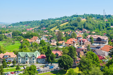 Fototapeta na wymiar Cityscape of Bran, Romania.