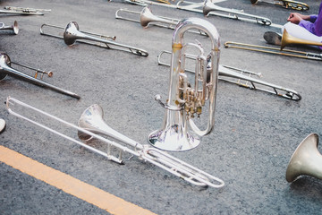 Marching Trombone musical instruments perfect for marching bands .