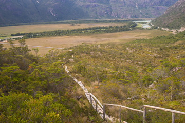 view of Baker river mouth near of Caleta Tortel. South of Chile in patagonia