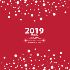 Happy new year 2019 background with snow, vector illustration.