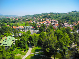 Cityscape of Bran, Romania.