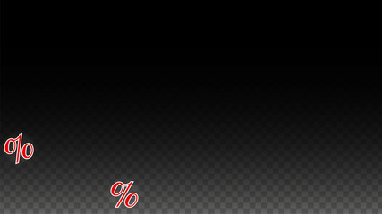 Vector Percentage Sign and Autumn Leaves Confetti on Transparent Background. Percent Sale Background. Business, Economics, Finance Print. Discount Illustration. Promotion poster. Black Friday Banner. 