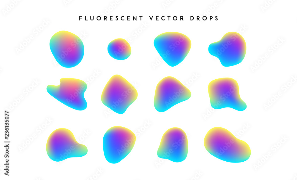 Wall mural gradient vivid shapes. modern abstract colorful vector fluid collection.