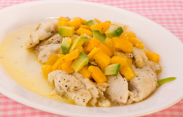 Baked Flounder in Mango Sauce