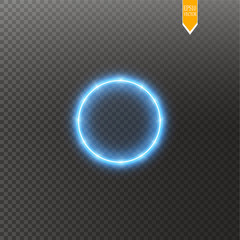 Vector light ring. Round shiny frame with lights dust trail particles isolated on transparent background.