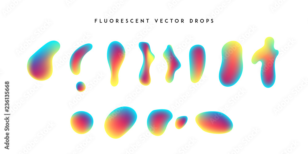 Wall mural gradient vivid shapes. modern abstract colorful vector fluid collection.