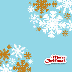 Merry Christmas card with Christmas decoration and snowflakes