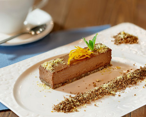 Dessert on a plate on the table