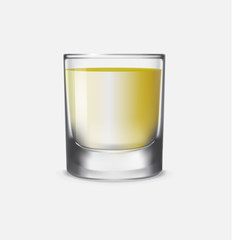 Glass 3d with a drink. Vector illustration.