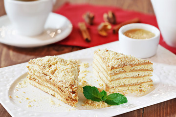 Dessert on a plate on the table