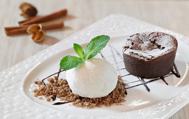 Dessert on a plate on the table