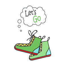 Hand drawn sneakers, gym shoes. Keds vector illustration.