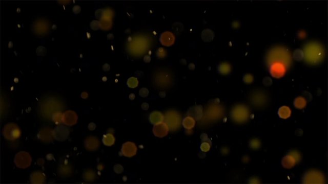 Christmas golden light shine particles bokeh loop able on black background, holiday congratulation greeting party happy new year, christmas celebration concept 