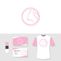 Woman logo design with business card and t shirt mockup