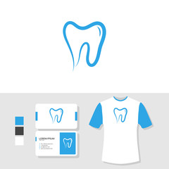 Dental logo design with business card and t shirt mockup