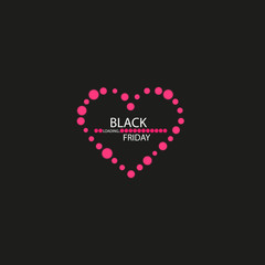 Illustration of an isolated line art heart icon with the text BLACK FRIDAY