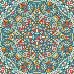 Colorful Tribal Ethnic Festive Abstract Floral Vector Pattern