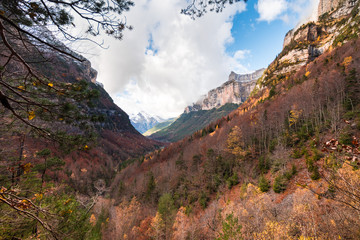beautiful autumn at monte perdido national park, spain