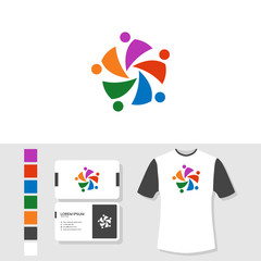 Community logo design with business card and t shirt mockup