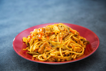 asian food noodles on the table