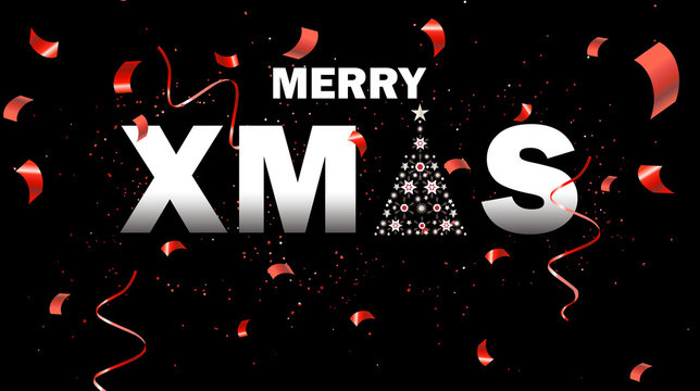 Merry Xmas mit schwarzen Hintergrund 