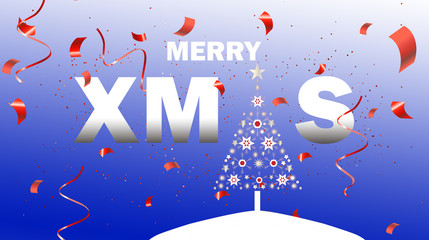 Fototapeta na wymiar Merry Xmas mit Blauen Hintergrund 