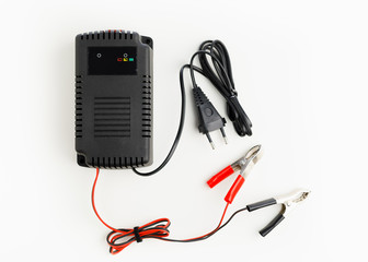 car auto battery charger, white background