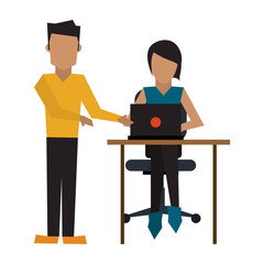 Business coworkers with laptop