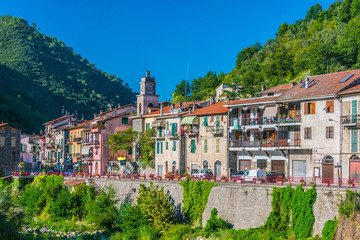 Fototapeta na wymiar View of Isolabona in the Province of Imperia, Liguria, Italy