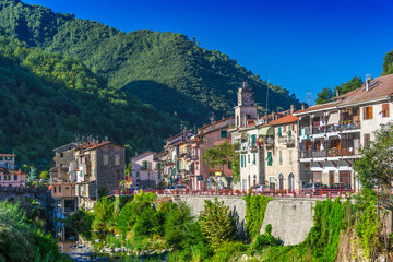 View of Isolabona in the Province of Imperia, Liguria, Italy