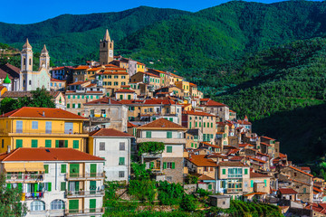 Fototapeta na wymiar View of Ceriana in the Province of Imperia, Liguria, Italy
