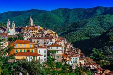 View of Ceriana in the Province of Imperia, Liguria, Italy